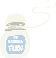 flat color illustration of a cartoon dental floss