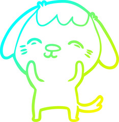 cold gradient line drawing happy cartoon dog