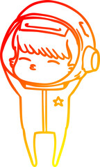 warm gradient line drawing cartoon curious astronaut