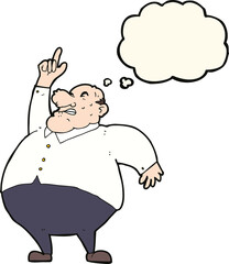 cartoon big fat boss with thought bubble