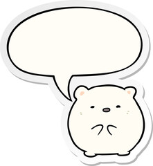 cute cartoon polar bear and speech bubble sticker