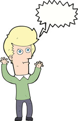 cartoon shocked man with speech bubble