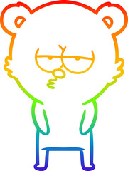 rainbow gradient line drawing bored polar bear cartoon
