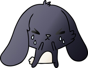 gradient cartoon of cute kawaii sad bunny