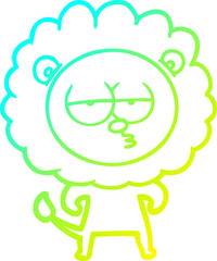 cold gradient line drawing cartoon bored lion