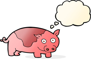 cartoon pig with thought bubble