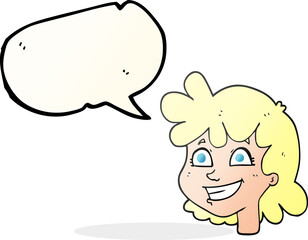 speech bubble cartoon female face