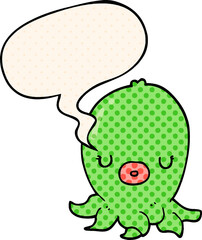 cartoon octopus and speech bubble in comic book style