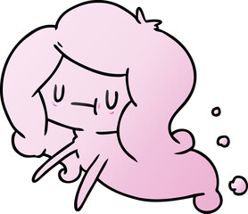 gradient cartoon of a kawaii cute ghost
