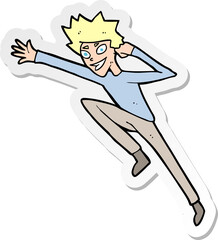 sticker of a cartoon jumping man