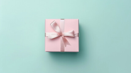 Pastel blue background with colorful gifts boxes. Copy space. Generated AI