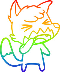 rainbow gradient line drawing angry cartoon fox