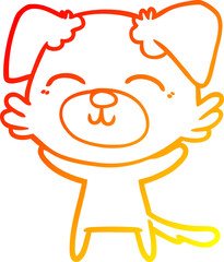 warm gradient line drawing cartoon dog