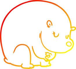 warm gradient line drawing cute cartoon polar bear