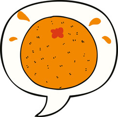 cartoon orange and speech bubble
