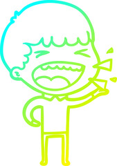 Obraz premium cold gradient line drawing cartoon laughing man