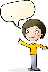 cartoon happy boy with speech bubble