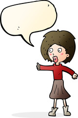 cartoon woman  with speech bubble
