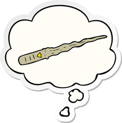 cartoon magic wand and thought bubble as a printed sticker