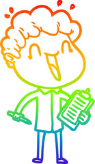 rainbow gradient line drawing cartoon happy man