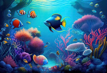 Plakat underwater sea scape
