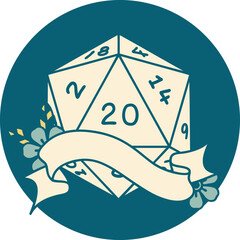 natural twenty D20 dice roll illustration