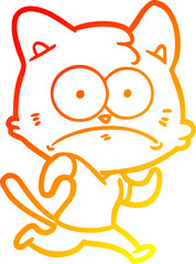 warm gradient line drawing cartoon nervous cat