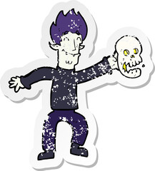 retro distressed sticker of a cartoon spooky vampire