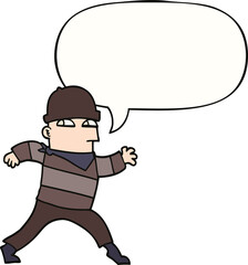 cartoon thief and speech bubble
