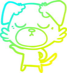 cold gradient line drawing cute cartoon dog
