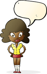 cartoon pretty woman with speech bubble