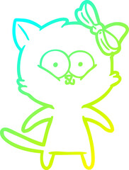 cold gradient line drawing cartoon cat