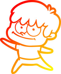 warm gradient line drawing happy cartoon man