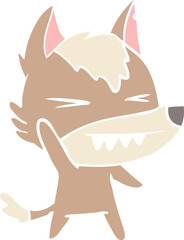 angry wolf flat color style cartoon