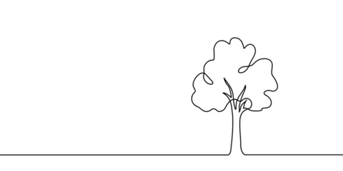 Crédence de cuisine en verre imprimé Une ligne Tree plant doodle outline vector forest environment. Continuous one line tree plant for eco, nature, garden logo design. Ecology green concept, background. Vector illustration