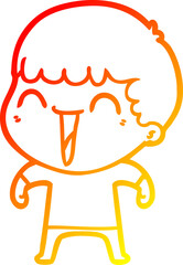 warm gradient line drawing cartoon happy man