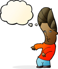 cartoon man with no worries with thought bubble