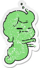 distressed sticker cartoon of kawaii scary ghost