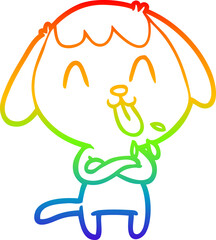 rainbow gradient line drawing cute cartoon dog