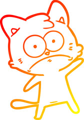 warm gradient line drawing cartoon nervous cat