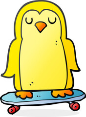 cartoon bird on skateboard