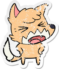 Obraz premium distressed sticker of a angry cartoon fox