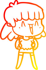 warm gradient line drawing cartoon woman