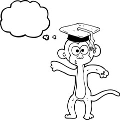 thought bubble cartoon graduate monkey