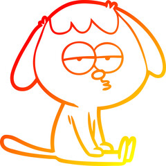 warm gradient line drawing cartoon tired dog