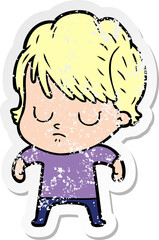 distressed sticker of a cartoon woman