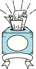 banner with tattoo style box of tissues