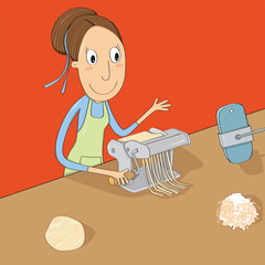 Food blogger cooking pasta online