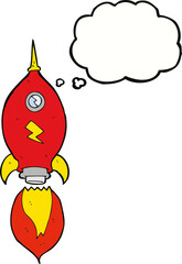 cartoon spaceship with thought bubble