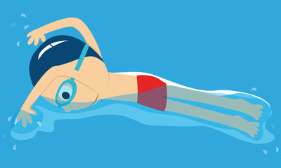 Swimmer - butterfly stroke style - vector illustration